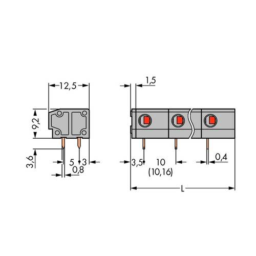 WAGO 235-802 Federkraftklemmblock 1.50 mm² Polzahl 2 Grau 220 St.