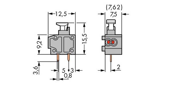 WAGO 235-551/331-000 Federkraftklemmblock  Polzahl 1 Grau 600 St.