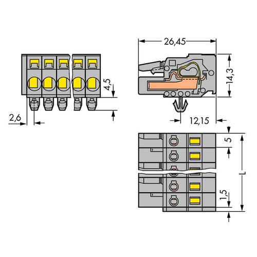 WAGO Buchsengehäuse-Kabel 231 Polzahl Gesamt 11 Rastermaß: 5 mm 231-111/008-000 25 St.