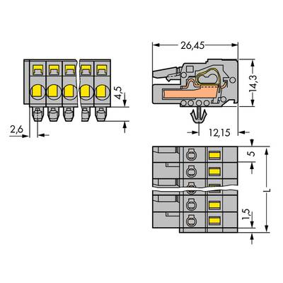WAGO Buchsengehäuse-Kabel 231 Polzahl Gesamt 11 Rastermaß: 5 mm 231-111/008-000 25 St. 