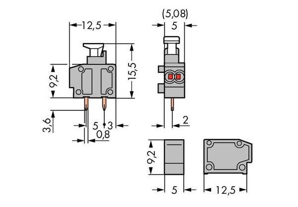 WAGO 235-711/333-000 Federkraftklemmblock 0.50 mm² Polzahl 1 Grau 800 St.