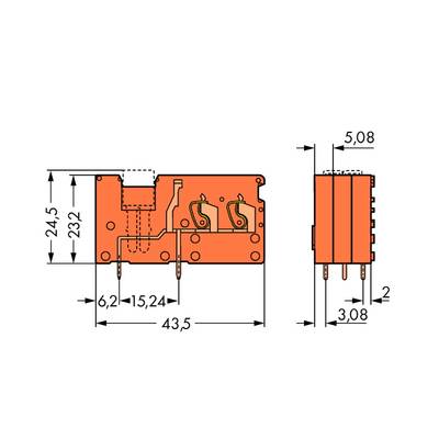 WAGO 742-176 Federkraftklemmblock 2.50 mm² Polzahl 1 Orange 200 St. 