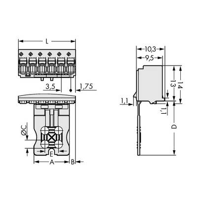 WAGO Stiftgehäuse-Platine 2091 Polzahl Gesamt 10 Rastermaß: 3.50 mm 2091-1110/000-1000 50 St. 