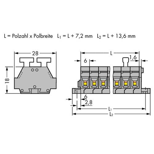 WAGO 261-424/341-000 Klemmenleiste 6 mm Zugfeder Belegung: L Grau 50 St.