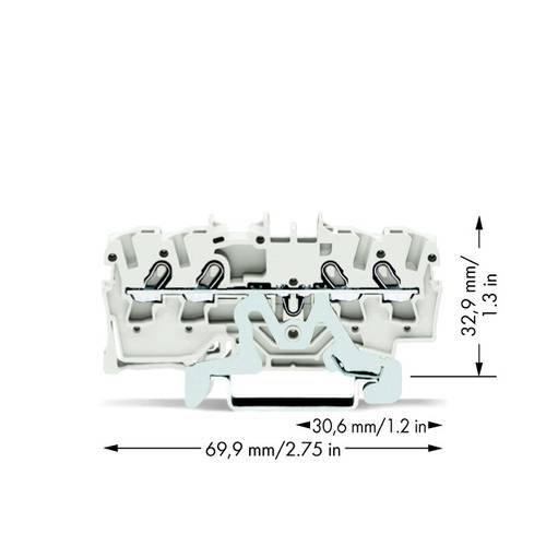 Thumbnail - WAGO 2001-1408 Schirmleiterklemme 4.20 mm Zugfeder Weiß 100 St.
