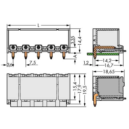 WAGO Stiftgehäuse-Platine 2092 Polzahl Gesamt 3 Rastermaß: 7.50 mm 2092-3423/200-000 100 St.
