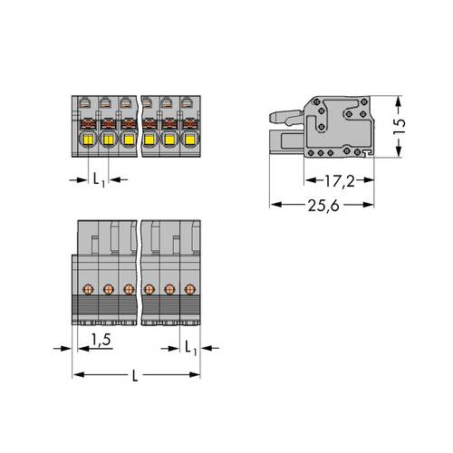 WAGO Buchsengehäuse-Kabel 2231 Polzahl Gesamt 4 Rastermaß: 5 mm 2231-104/026-000 100 St.