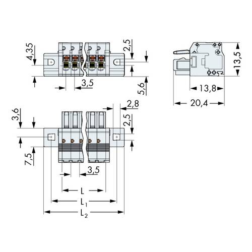 WAGO Buchsengehäuse-Kabel 2734 Polzahl Gesamt 12 Rastermaß: 3.50 mm 2734-112/031-000 25 St.