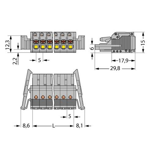 WAGO Buchsengehäuse-Kabel 2231 Polzahl Gesamt 8 Rastermaß: 5 mm 2231-108/037-000 25 St.