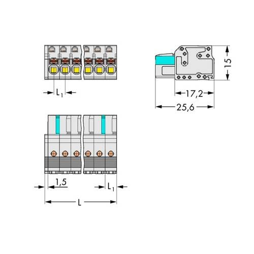WAGO Buchsengehäuse-Kabel 2721 Polzahl Gesamt 12 Rastermaß: 5 mm 2721-112/026-000 25 St.