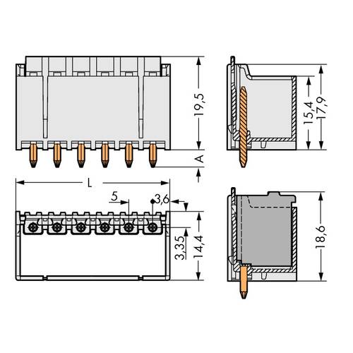 Thumbnail - WAGO Stiftgehäuse-Platine 2092 Polzahl Gesamt 4 Rastermaß: 5 mm 2092-1404 200 St.