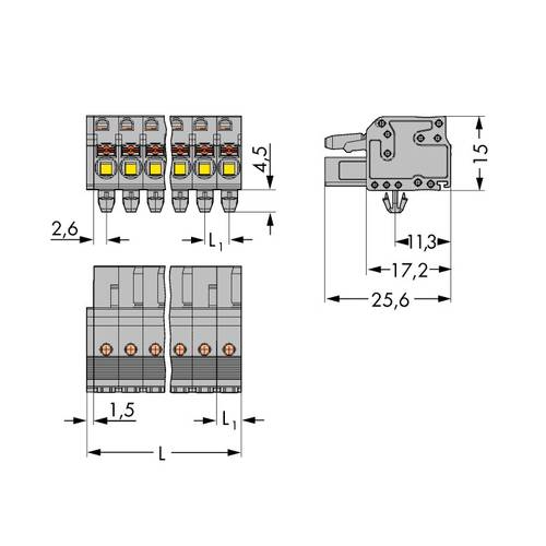 WAGO Buchsengehäuse-Kabel 2231 Polzahl Gesamt 8 Rastermaß: 5 mm 2231-108/008-000 50 St.