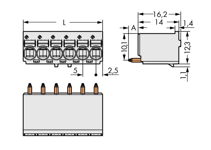 WAGO Stiftgehäuse-Platine 2092 Polzahl Gesamt 2 Rastermaß: 5 mm 2092-1172-200 200 St.