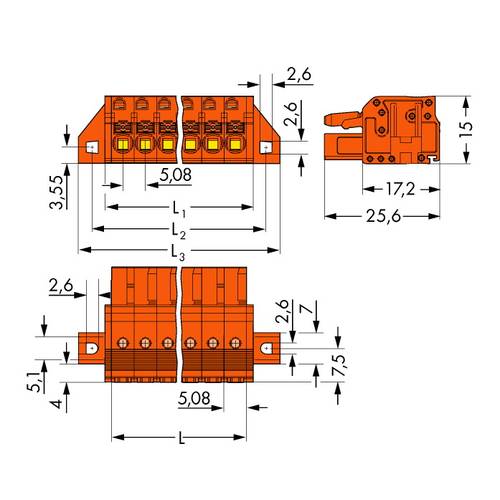 WAGO Buchsengehäuse-Kabel 2231 Polzahl Gesamt 4 Rastermaß: 5.08 mm 2231-304/031-000 50 St.