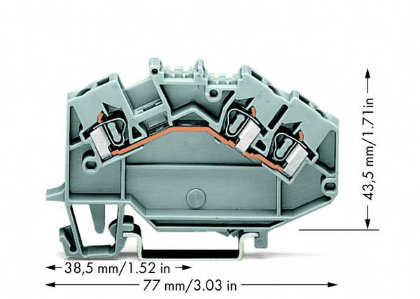 WAGO 780-631 Durchgangsklemme 5 mm Zugfeder Belegung: L Grau 50 St.