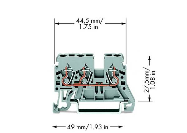 WAGO 870-681 Durchgangsklemme 5 mm Zugfeder Belegung: L Grau 100 St.