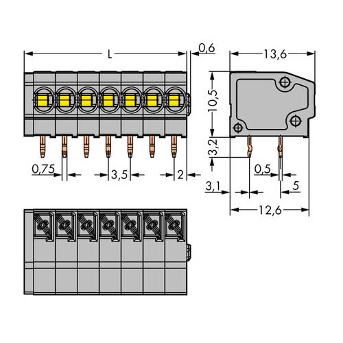 WAGO 805-308 Federkraftklemmblock 1.50 mm² Polzahl 8 Grau 160 St.