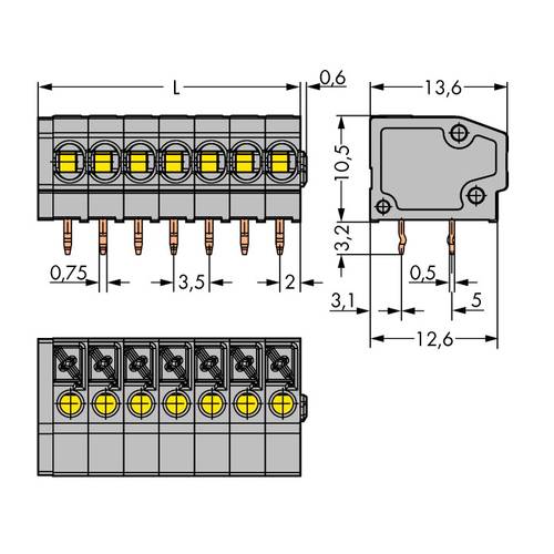 WAGO 805-124 Federkraftklemmblock 1.50 mm² Polzahl 24 Grau 40 St.