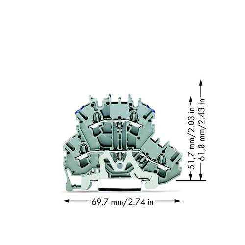 WAGO 2002-2218 Doppelstock-Schirmleiterklemme 5.20 mm Zugfeder Belegung: N Grau 50 St.