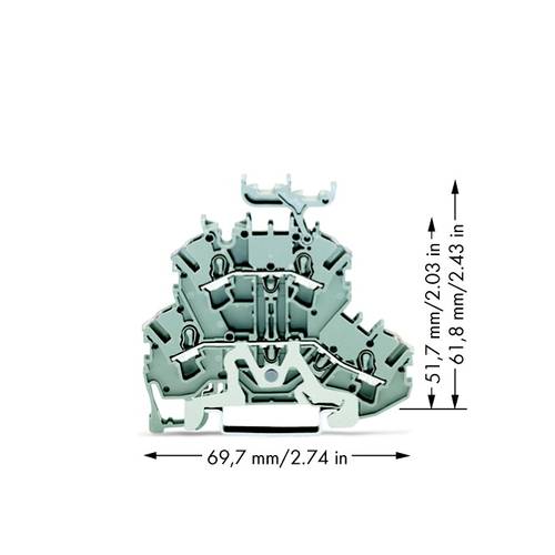 WAGO 2002-2258 Doppelstock-Schirmleiterklemme 5.20 mm Zugfeder Belegung: L Grau 50 St.