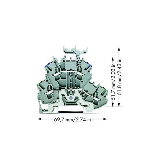 WAGO 2002-2247 Doppelstock-Schutzleiterklemme 5.20 mm Zugfeder Belegung: PE, N Grau 50 St.
