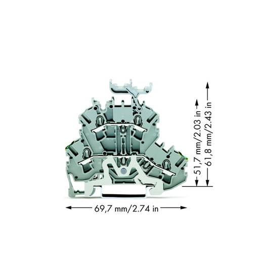 WAGO 2002-2257 Doppelstock-Schutzleiterklemme 5.20 mm Zugfeder Belegung: PE, L Grau 50 St.