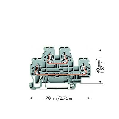 WAGO 870-501 Doppelstock-Durchgangsklemme 5 mm Zugfeder Belegung: L, L Grau 50 St. 