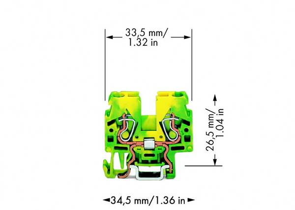 WAGO 870-917 Schutzleiterklemme 5 mm Zugfeder Belegung: PE Grün, Gelb 100 St.