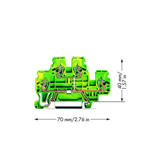 WAGO 870-507 Doppelstock-Schutzleiterklemme 5 mm Zugfeder Belegung: PE Grün, Gelb 50 St.
