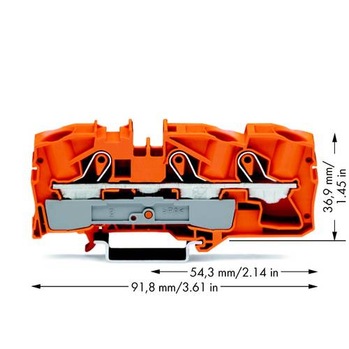 Thumbnail - WAGO 2006-1306 - Durchgangsklemme, 3-Leiter, Ø 0,5 - 6,0 mm, gelb