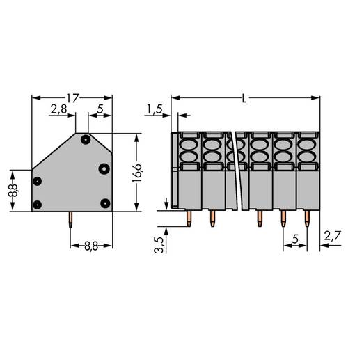 WAGO 816-112 Federkraftklemmblock 1.50 mm² Polzahl 12 Grau 56 St.