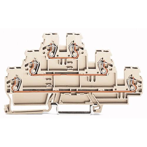 WAGO 870-957/999-950 Dreistock-Schutzleiterklemme 5 mm Zugfeder Belegung: PE, L, L Grau 50 St.