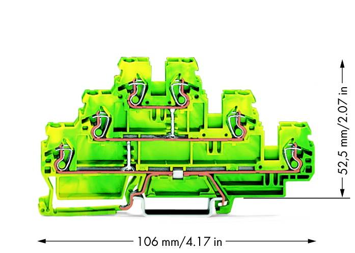 WAGO Dreistockklemme 4qmm grün- 870-557 gelb PE 6-Leiter Steckklemme