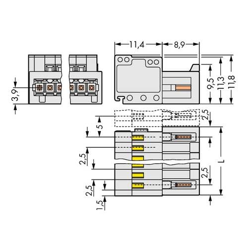 Thumbnail - WAGO Stiftgehäuse-Kabel 733 Polzahl Gesamt 2 Rastermaß: 2.50 mm 733-202 200 St.