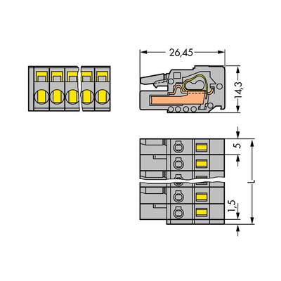 WAGO Buchsengehäuse-Kabel 231 Polzahl Gesamt 4 Rastermaß: 5 mm 231-104/026-000 100 St. 