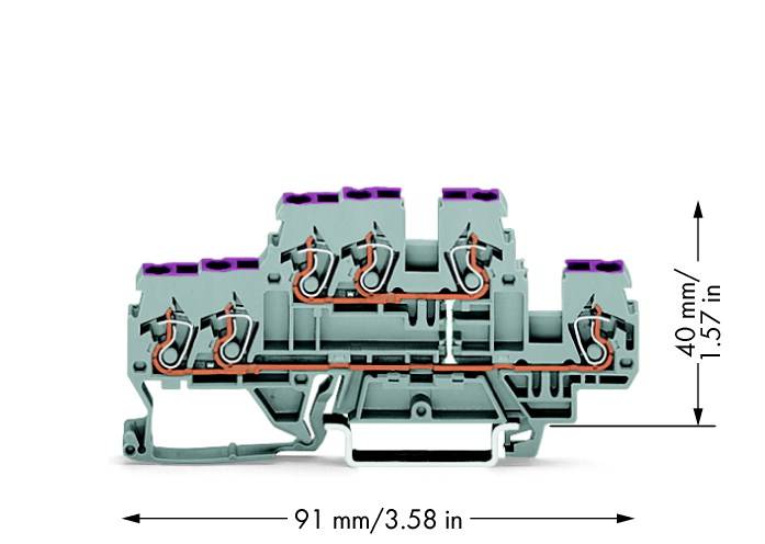 WAGO 3-Leiter-Doppelstockklemme 870-538 0,08-2,5(4)mm grau