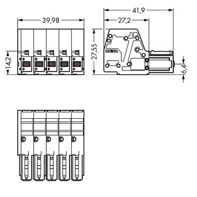 WAGO Buchsengehäuse-Kabel 831 Polzahl Gesamt 5 Rastermaß: 7.62 mm 831-3105/019-004 5 St. 