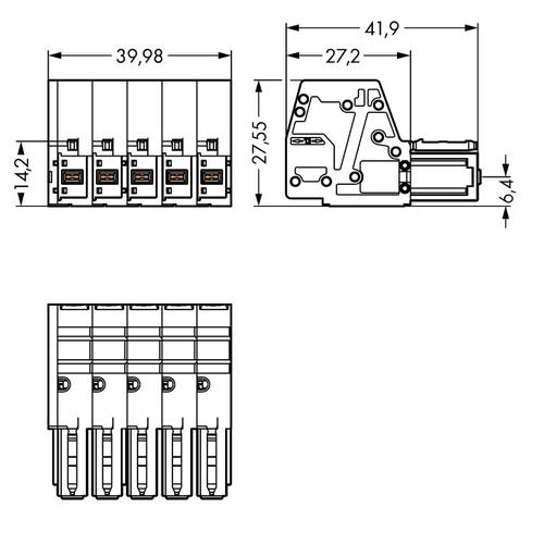WAGO Buchsengehäuse-Kabel 831 Polzahl Gesamt 5 Rastermaß: 7.62 mm 831-3105/019-004 5 St.