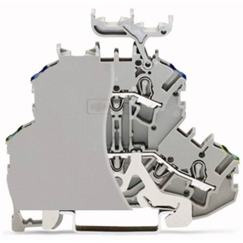 WAGO 2002-2227/099-000 Doppelstock-Schutzleiterklemme 4.20 mm Zugfeder Belegung: PE, L Grau 50 St.