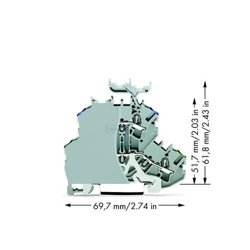 WAGO 2002-2247/099-000 Doppelstock-Durchgangsklemme 4.20 mm Zugfeder Belegung: PE, N Grau 50 St.