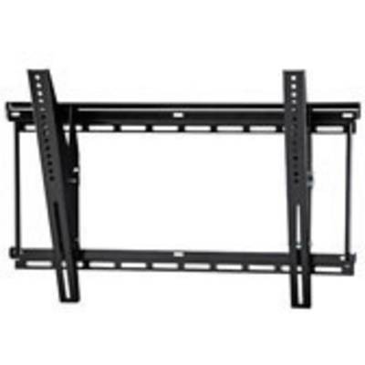 Eine schwarze TV-Wandhalterung aus Metall mit verstellbaren Armen. Sie ist für die Befestigung von Flachbildschirmen an der Wand konzipiert.