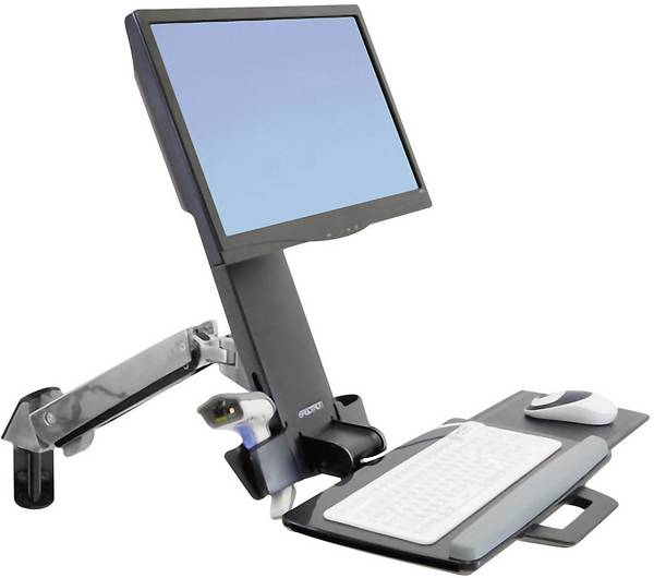 Ergotron StyleView Sit-Stand Combo Arm  Monitor-Wandhalterung 1 Display(s) 25,4 cm (10") - 61 cm (24") Schwarz Tastaturablage, Neigbar, Schwenkbar, Rotierbar