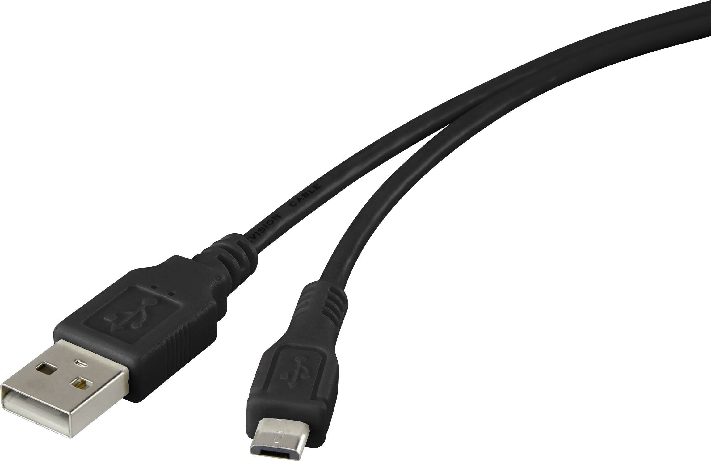 CONRAD Renkforce USB 2.0 Kabel [1x USB 2.0 Stecker A - 1x USB 2.0 Stecker Micro-B] 1 m Schwarz vergo
