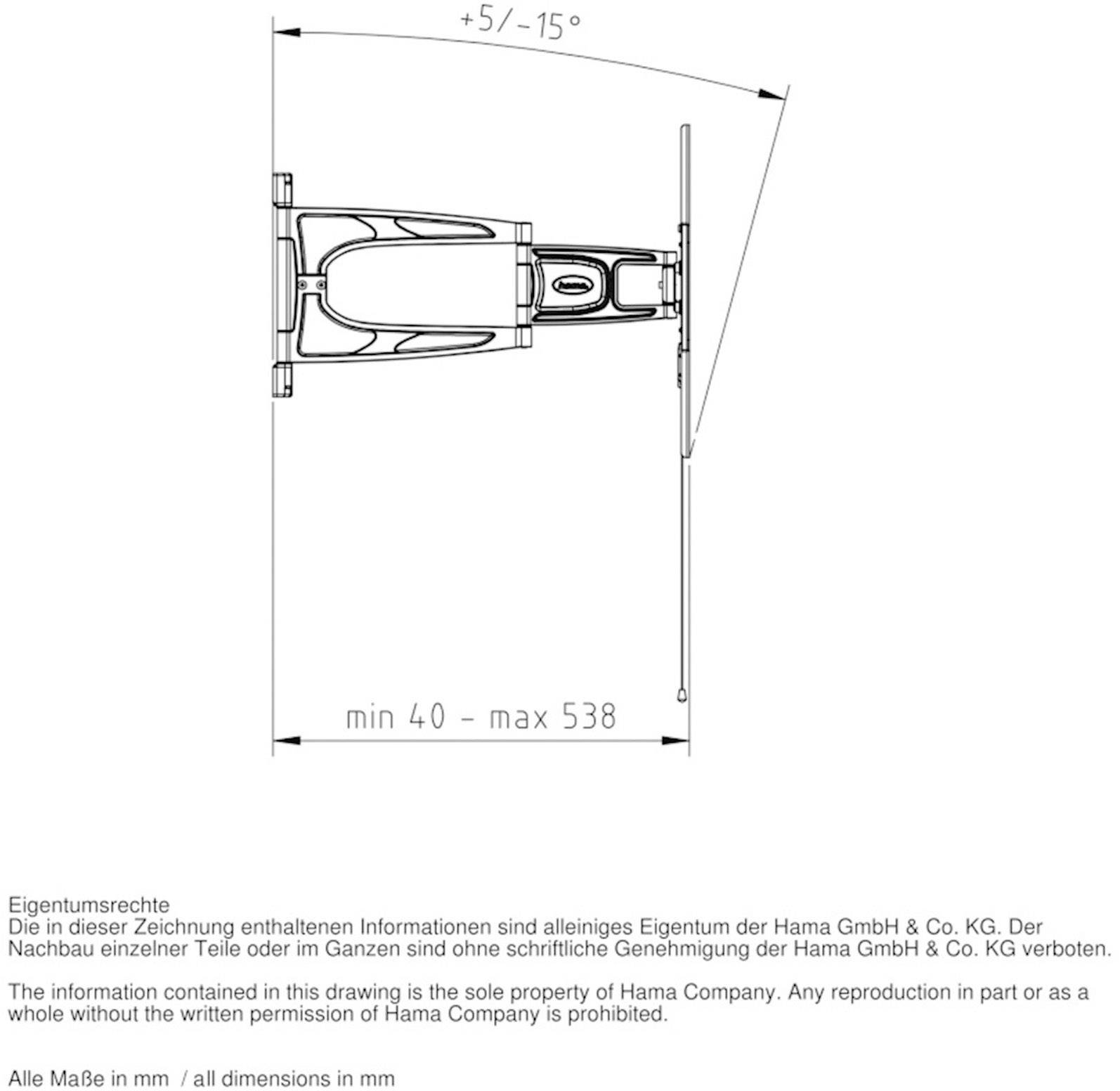 Hama 00108749 FULLMOTION "Ultraslim" TV-Wandhalterung 58,4 cm (23") - 139,7 cm (55") Neigbar, Schwenkbar, Rotierbar-4