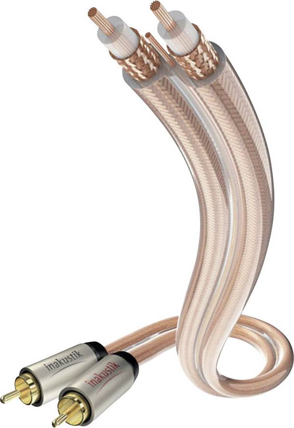 Inakustik 00304107 Cinch Audio Anschlusskabel [2x Cinch-Stecker - 2x Cinch-Stecker] 0.75 m Transparent vergoldete Steckkontakte
