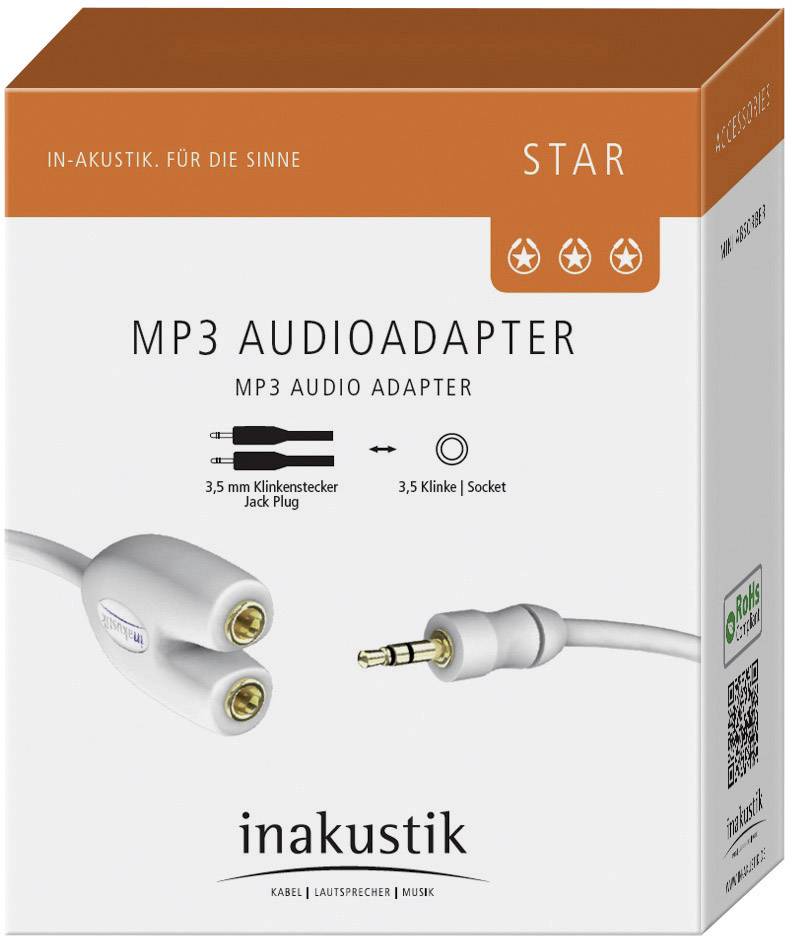Inakustik 00310302 Klinke Audio Y-Kabel [1x Klinkenstecker 3.5 mm - 2x Klinkenbuchse 3.5 mm] 10.00 cm Weiß-2