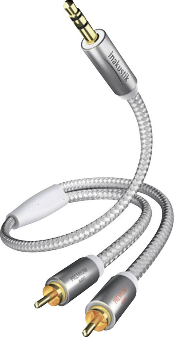 Inakustik 00410005 Cinch / Klinke Audio Anschlusskabel [2x Cinch-Stecker - 1x Klinkenstecker 3.5 mm] 5.00 m Weiß, Silber vergoldete Steckkontakte