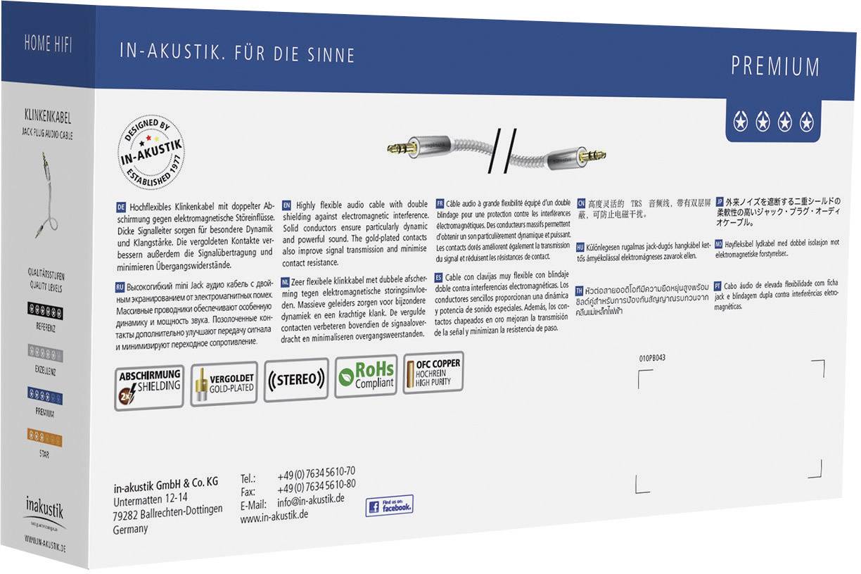 Inakustik 004101015 Klinke Audio Anschlusskabel [1x Klinkenstecker 3.5 mm - 1x Klinkenstecker 3.5 mm] 1.50 m Weiß, Silbe-2