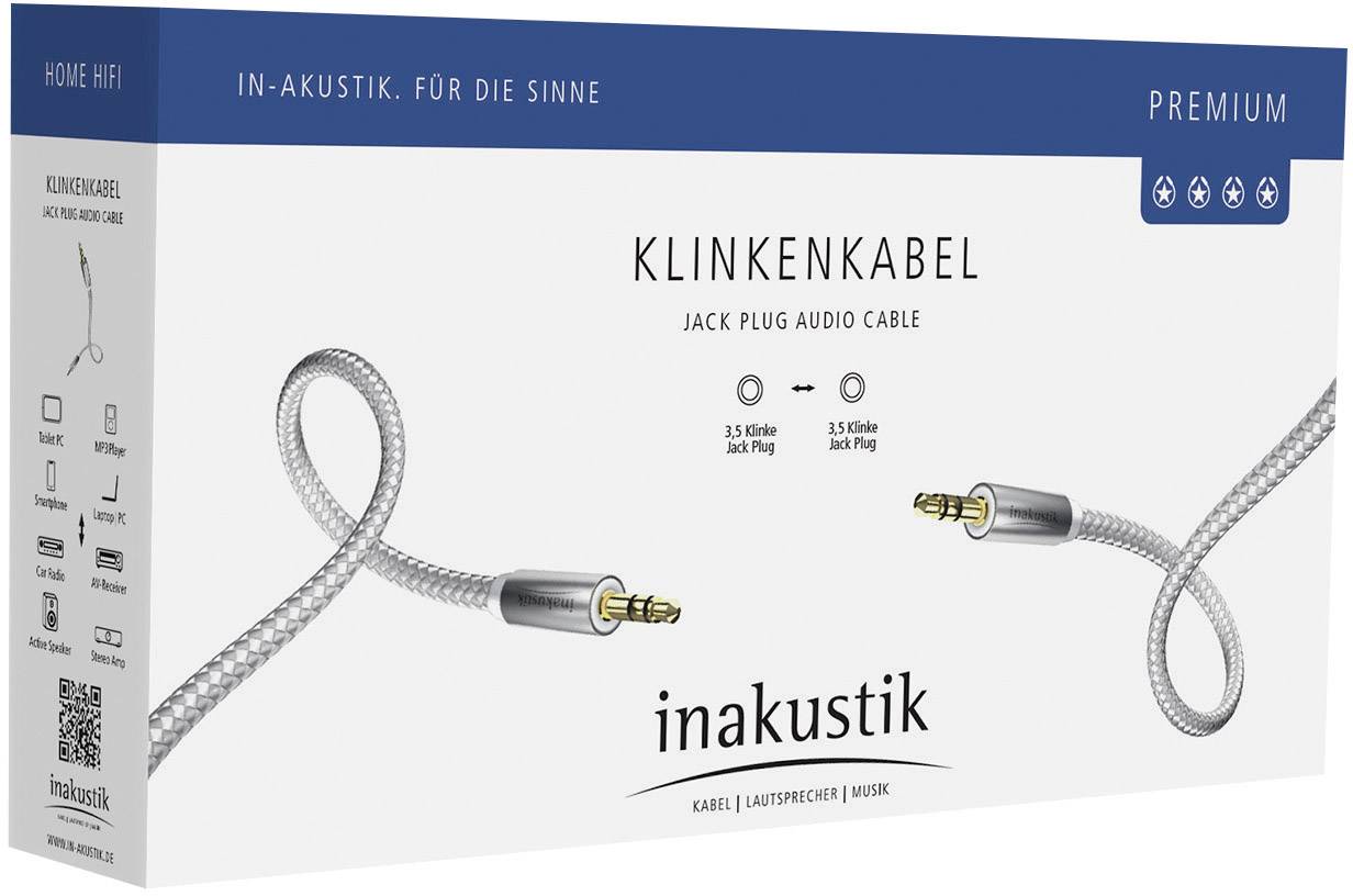 Inakustik 004101015 Klinke Audio Anschlusskabel [1x Klinkenstecker 3.5 mm - 1x Klinkenstecker 3.5 mm] 1.50 m Weiß, Silbe-3