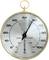 Analoges Haar-Synthese-Hygrometer und Thermometer. Das Hygrometer zeigt ca. 60% Luftfeuchtigkeit an, das Thermometer ca. 20°C.